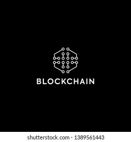 Blockchain Logo Template. Technology Vector Design. Cryptocurrency Illustration. Outstanding professional elegant trendy awesome artistic black and white color blockchain icon logo.