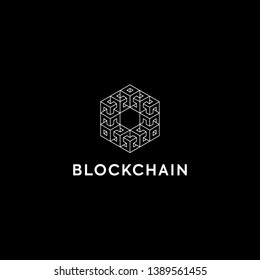 Blockchain Logo Template. Technology Vector Design. Cryptocurrency Illustration. Outstanding professional elegant trendy awesome artistic black and white color blockchain icon logo.