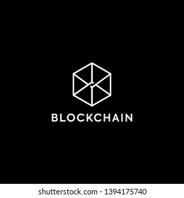 Blockchain Logo Template. Technology Vector Design. Cryptocurrency Illustration. Outstanding professional elegant trendy awesome artistic black and white color blockchain icon logo.