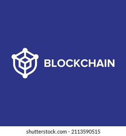Blockchain Logo Template. Technology Vector Design. 
Blockchain, cloud server or hosting logo. Vector block chain network isometric template for cryptocurrency bitcoin, ethereum mining cloud servers.