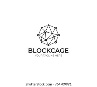 Blockchain Logo Template. Technology Vector Design. Cryptocurrency Hexagon Illustration