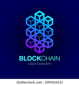 Blockchain logo.Abstract geometric block chain technology cryptocurrency sign. Vector illustration
