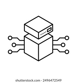 blockchain mining linear icon, crypto,  Vector isolated outline drawing