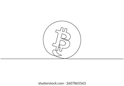 Blockchain modern finance international banking technology concept design, Continuous Line Drawing of Bitcoin Icon. Hand Drawn Symbol Vector Illustration.