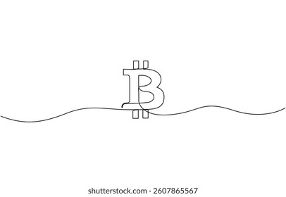 Blockchain modern finance international banking technology concept design, Continuous Line Drawing of Bitcoin Icon. Hand Drawn Symbol Vector Illustration.