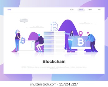 Blockchain modern flat design concept. Landing page template. Modern flat vector illustration concepts for web page, website and mobile website. Easy to edit and customize.