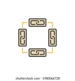 Blockchain modern icon - vector chain in blocks concept colored symbol