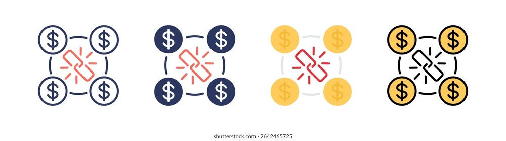 Blockchain Multi Style Icon Set Vector