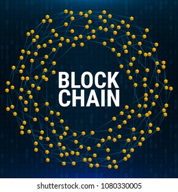 Blockchain network concept. Abstract Polygonal Space Blue Background. Data Visualization Illustration. Vector illustration.