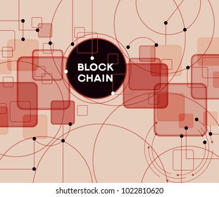 Blockchain network concept , Distributed ledger technology , Block chain text and computer connection. The file is saved in the version AI10 EPS. 