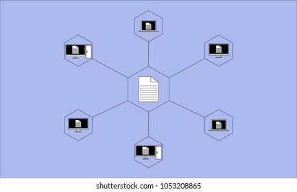 Blockchain network concept, Distributed ledgers