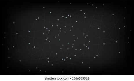Blockchain Network Futuristic Nano Technology Design. Interconnected Artificial Intelligence Network Nodes Vector Background. Big Data Digital Matrix Internet Web Structure. Social Media Grid