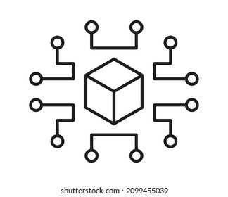 Plantilla de diseño de iconos de red de Blockchain. protocolo de contrato inteligente de divisa criptográfica. Datos globales enlazados en línea.