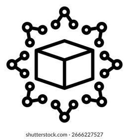 Estilo De Línea De Icono De Red Blockchain Para Varios Propósitos De Diseño