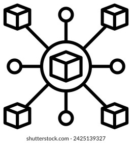 Blockchain Network icon line vector illustration