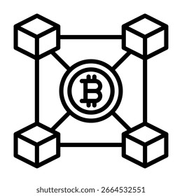 Ilustração do vetor de linha de ícone de rede de cadeia de blocos