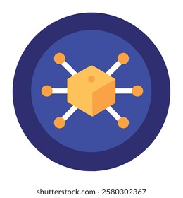 A blockchain network icon representing decentralized computing nodes