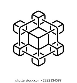 Blockchain Network Line Art Illustration