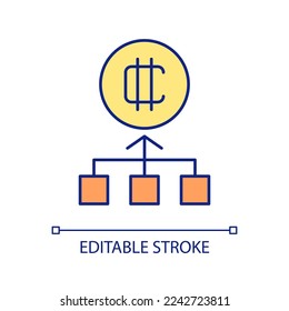 Blockchain network RGB color icon. Technical infrastructure. Mining digital tokens. Business. Isolated vector illustration. Simple filled line drawing. Editable stroke. Arial font used