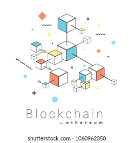 Blockchain network technology concept vector