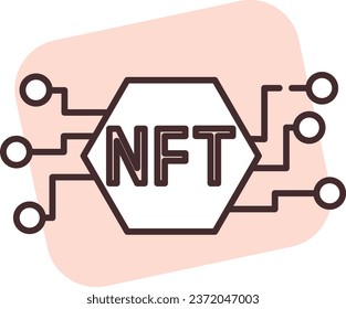 Blockchain NFT, illustration or icon, vector on white background.