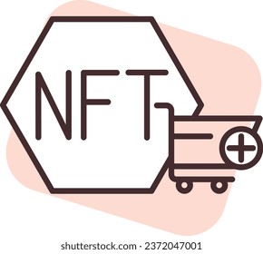 Blockchain NFT purchase, illustration or icon, vector on white background.