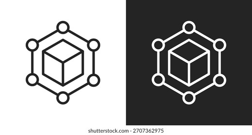 Blockchain-Knotensymbol in schwarz-weißem Umrissformat