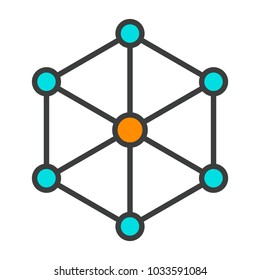 Blockchain Node Line Icon.  96x96 for Web Graphics and Apps.  Simple Minimal Pictogram. Vector