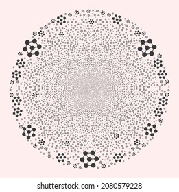 Blockchain nodes exploding round cluster. Object pattern done from random blockchain nodes pictograms as exploding cluster. Abstract round globula collage is done from blockchain nodes items.