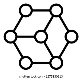 Blockchain nodes vector icon symbol. Flat pictogram is isolated on a white background. Blockchain nodes pictogram designed with simple style.