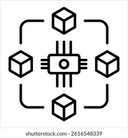 blockchain outline icon vector illustration