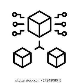 Ilustração do vetor de ícone de contorno de cadeia de blocos
