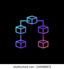 Blockchain outline vector concept colored icon - Block Chain Technology creative sign on dark background