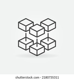 Blockchain outline vector concept minimal icon - Block Chain Technology design element or sign