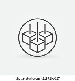 Blockchain outline vector concept round icon. Circle with 3 Blocks - Block-chain Technology design element