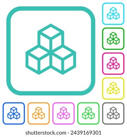Blockchain outline vivid colored flat icons in curved borders on white background
