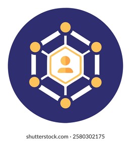 A blockchain peer to peer network icon representing decentralized transactions