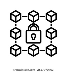 Icono Lineal De Vector De Seguridad Blockchain Sobre Fondo Blanco.