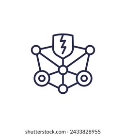blockchain security vulnerabilities line icon on white