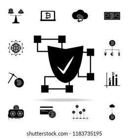 blockchain shield icon. Crypto currency icons universal set for web and mobile on white background