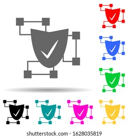 blockchain shield multi color style icon. Simple glyph, flat vector of crypto icons for ui and ux, website or mobile application