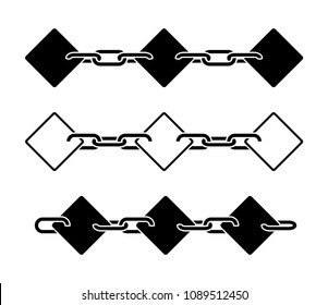 Blockchain sign, icon. Blocks with chain links set. Vector Illustration