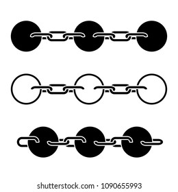 Blockchain sign, icon. Blocks with chain links set. Vector Illustration