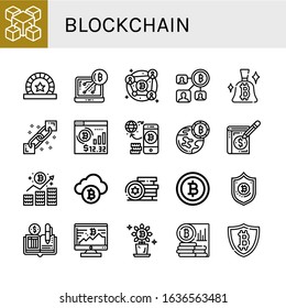 blockchain simple icons set. Contains such icons as Blockchain, Token, Bitcoin, Ledger, Tokens, can be used for web, mobile and logo