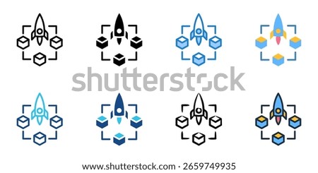 Blockchain Startup icon set multiple style collection 
