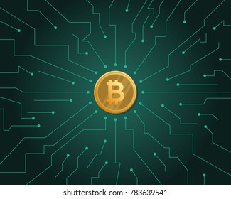 Blockchain style on green background