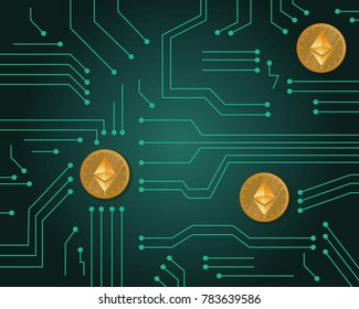 Blockchain style on green background