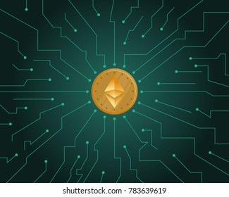 Blockchain style on green background