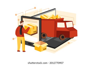 Blockchain Supply Chain Illustration concept. Flat illustration isolated on white background.