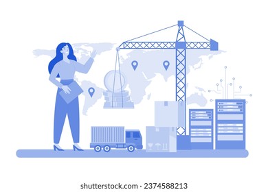 Blockchain Supply Chain Illustration concept on white background